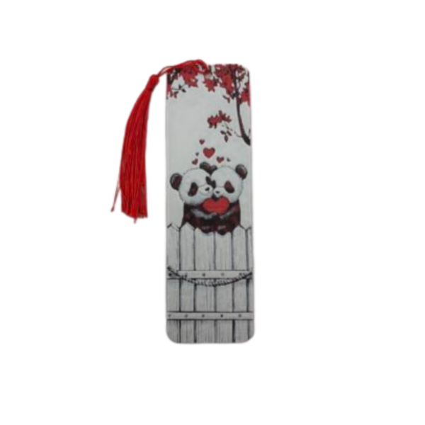 3D printed panda love bookmark with tassel