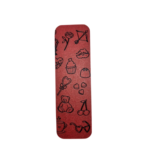 3D printed love icons bookmark in red