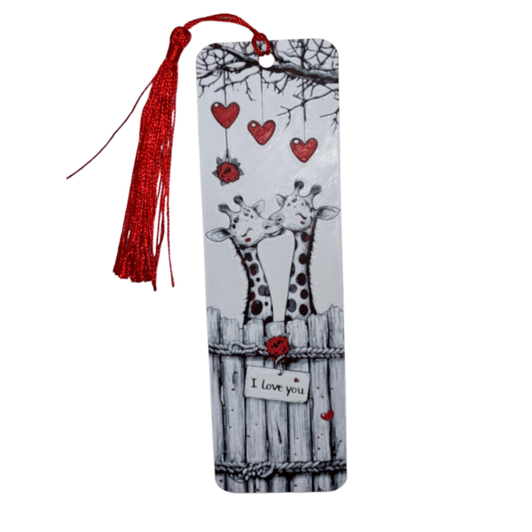 3D printed love giraffes bookmark with tassel