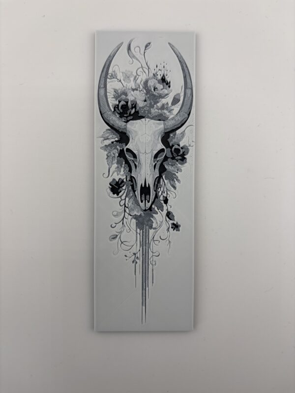 3D printed monochrome bull skull bookmark with long horns 3D printed monochrome bull skull bookmark with long horns