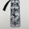 Monochrome layered 3D printed wolf bookmark featuring crowned wolf design with decorative tassel