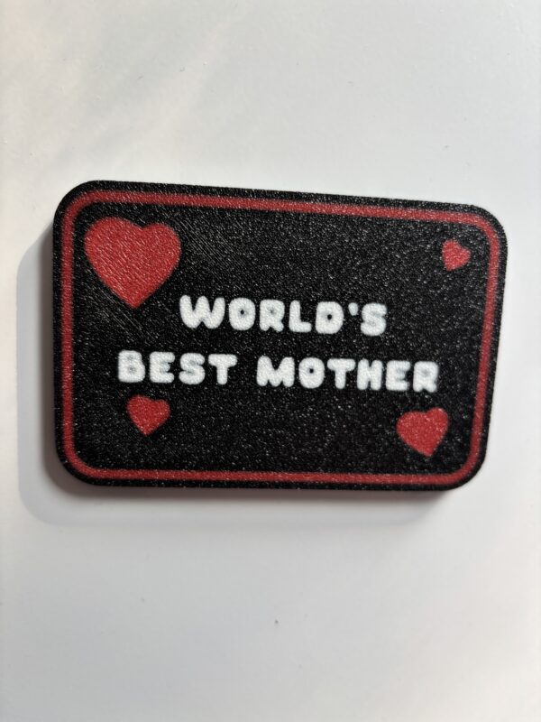 Textured layered World’s Best Mother fridge magnet with heart decorations Textured layered World’s Best Mother fridge magnet with heart decorations