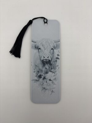 3D Printed Highland Cow Bookmark - Floral Cow Design | BigYawn 3D