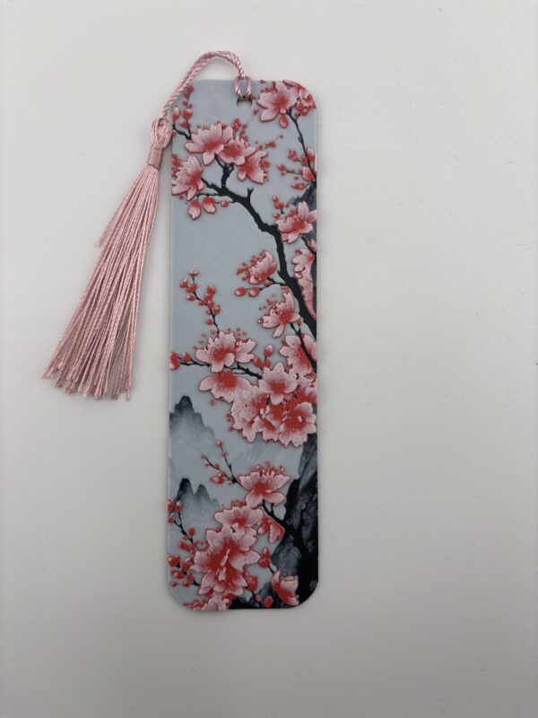 3D Printed Cherry Blossom Bookmark - Mountain Floral Scene | BigYawn 3D