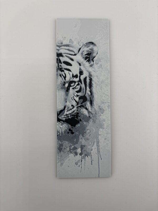 3D Printed Tiger Bookmark - Monochrome Wildlife Design | BigYawn 3D