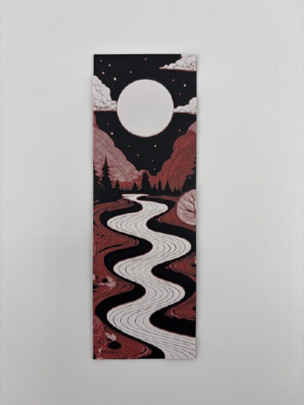 206-1.jpg 3D Printed Moonlit River Landscape Bookmark - Scenic Night Design | BigYawn 3D