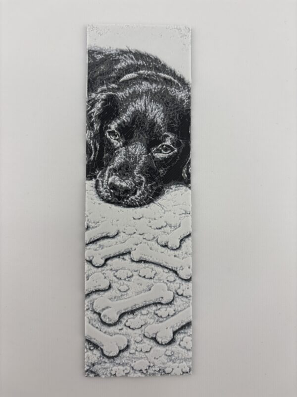 3D Printed Dog & Bones Bookmark - Monochrome Pet Design | BigYawn 3D