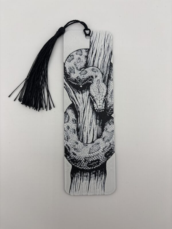 3D Printed Snake Bookmark - Monochrome Reptile Design | BigYawn 3D