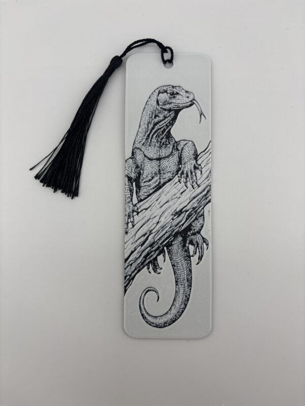 3D Printed Monitor Lizard Bookmark - Monochrome Reptile Design | BigYawn 3D