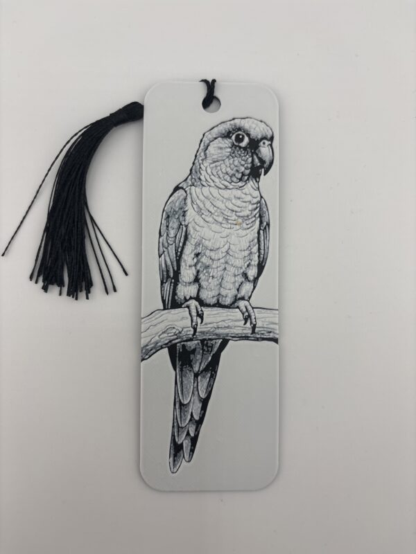 3D Printed Conure Parrot Bookmark - Monochrome Bird Design | BigYawn 3D