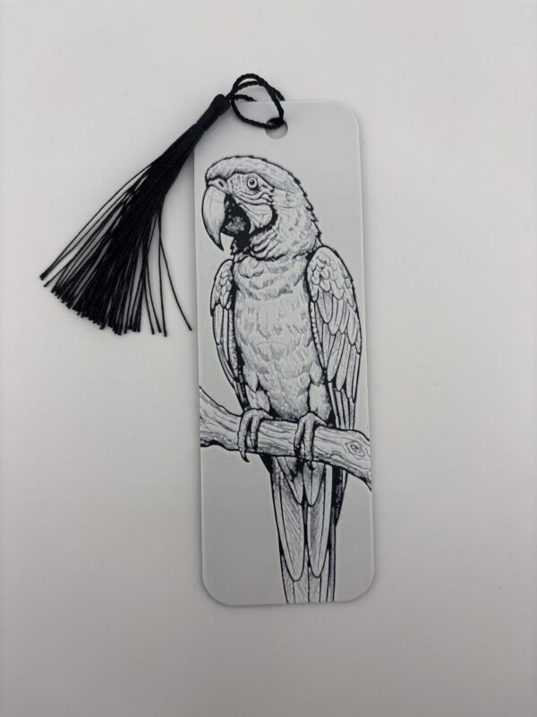 3D Printed Macaw Parrot Bookmark - Monochrome Bird Design | BigYawn 3D