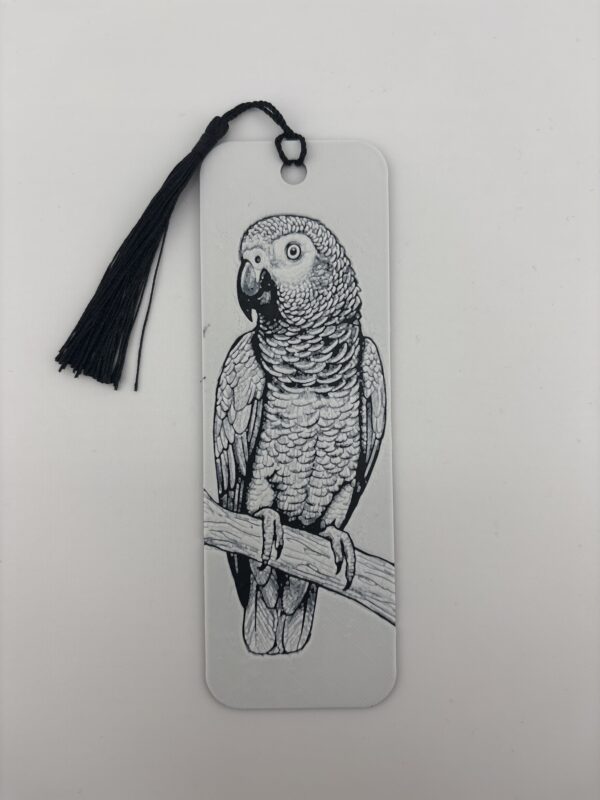 3D Printed African Grey Parrot Bookmark - Monochrome Bird Design | BigYawn 3D