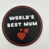 3D printed World’s Best Mum drink coaster with red hearts 3D printed World’s Best Mum drink coaster with red hearts