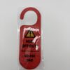 Red mum off duty go ask dad door hanger in packaging