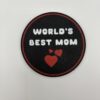 3D printed World’s Best Mom drink coaster with red hearts