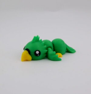 3D Printed Cute Green Parrot Small Articulated Flexi Toy | BigYawn 3D
